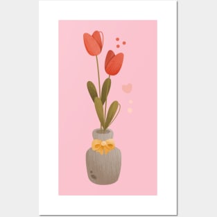 flowers on vase Posters and Art